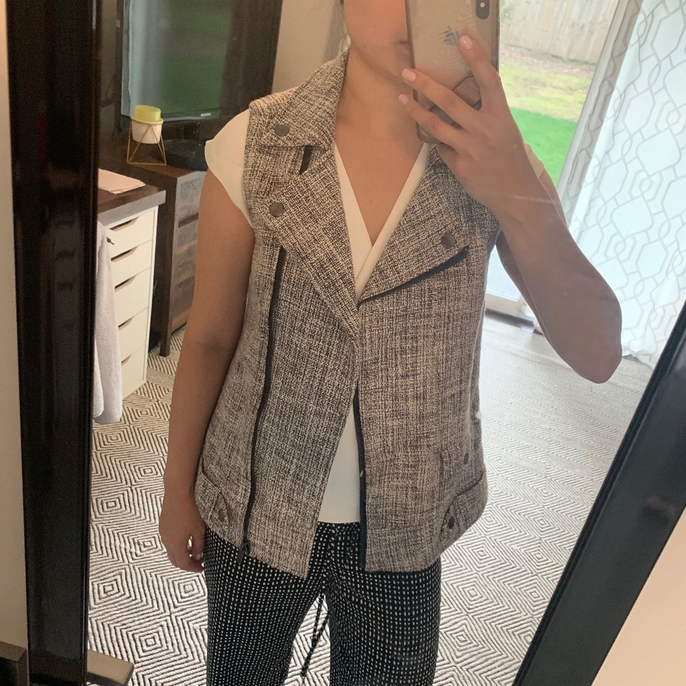 Tweed Moto Vest Jacket